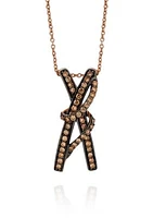 Chocolate Diamond "X" Pendant set in 14K Rose Gold