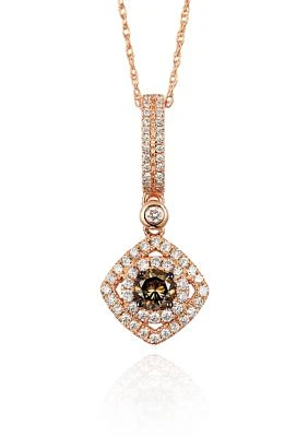 Vanilla Diamond® and Chocolate Diamond® Pendant in 14k Strawberry Gold®