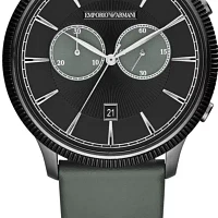 Men's Grey Leather Strap Chronograph Watch