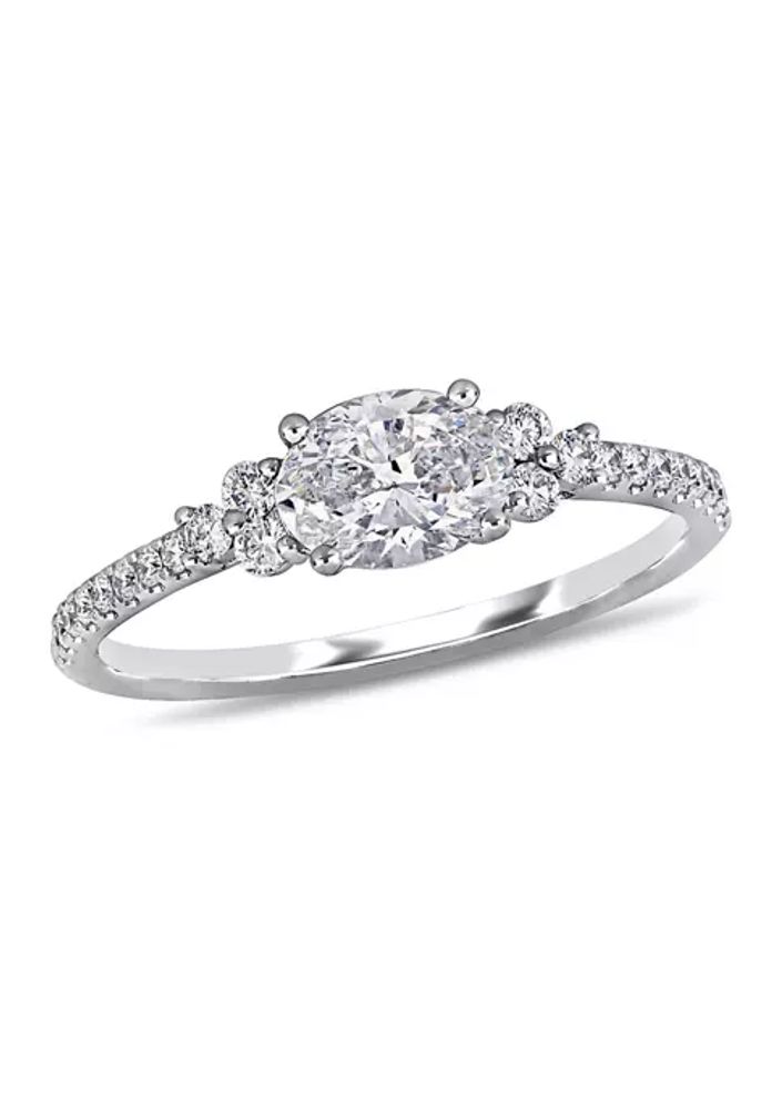 14 Karat White Gold 3 Stone Diamond Ring 1 CT