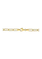 18k Yellow Gold Plated Sterling Silver 5mm Fancy Paperclip Chain Bracelet