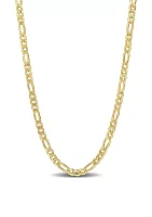 18k Yellow Gold Plated Sterling Silver 3.8mm Figaro Chain Necklace