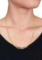 18k Yellow Gold Plated Sterling Silver 3.8mm Figaro Chain Necklace