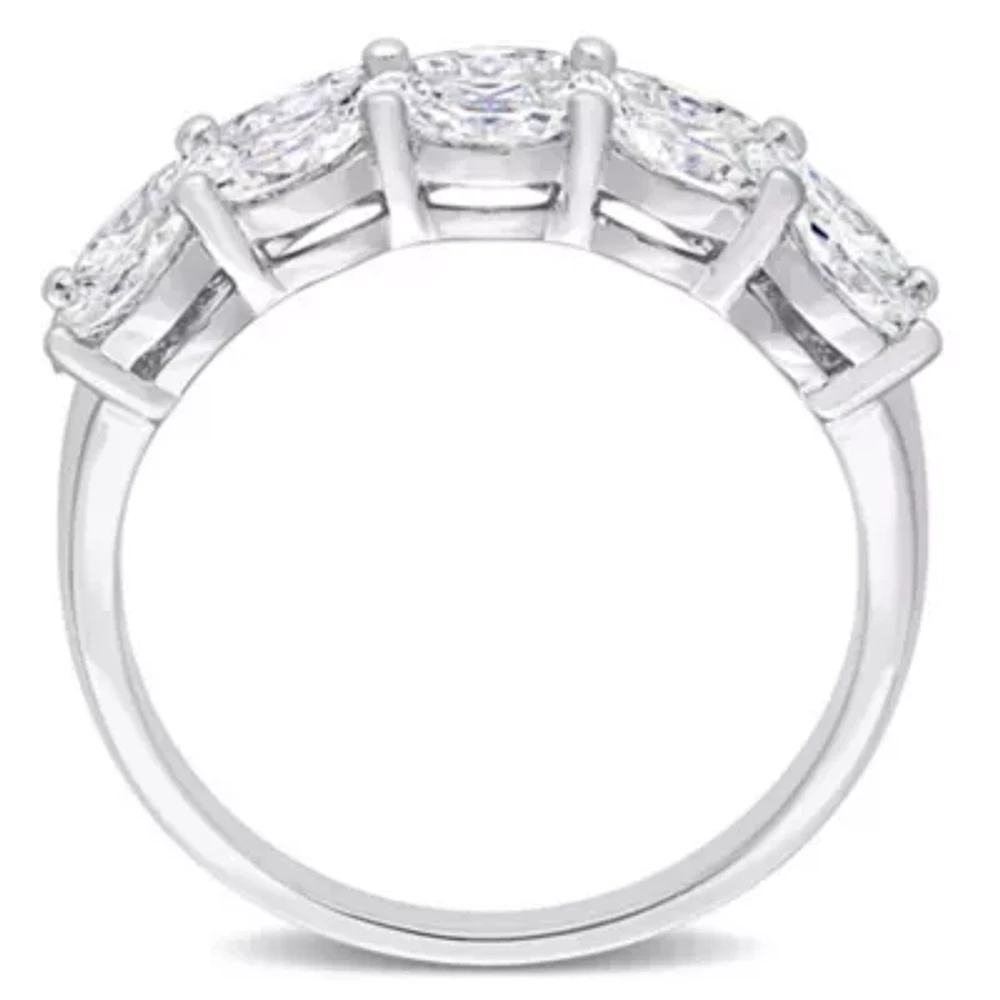 Lab Created Marquise and Princess Cut Moissanite Anniversary Ring Sterling Silver