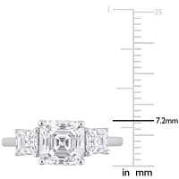 Lab Created White Moissanite 3-Stone Ring Sterling Silver