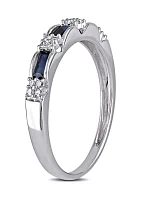 Diamond and Sapphire Eternity Ring 10K White Gold