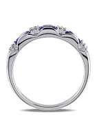 Diamond and Sapphire Eternity Ring 10K White Gold