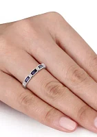 Diamond and Sapphire Eternity Ring 10K White Gold