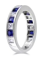 2.38 ct. t.w. Lab Created Blue and White Sapphire Anniversary Band Sterling Silver