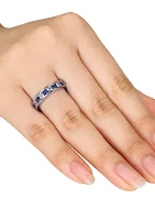 2.38 ct. t.w. Lab Created Blue and White Sapphire Anniversary Band Sterling Silver