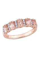 1 ct. t.w. Morganite and 1/6 Diamond Semi Eternity Ring 14K Rose Gold