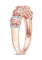 1 ct. t.w. Morganite and 1/6 Diamond Semi Eternity Ring 14K Rose Gold