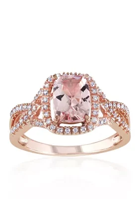 10k Rose Gold Morganite and Diamond Ring