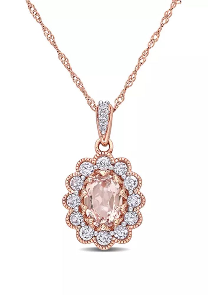 4/5 ct. t.w. Morganite and Diamond Accent Pendant in 10k Rose Gold