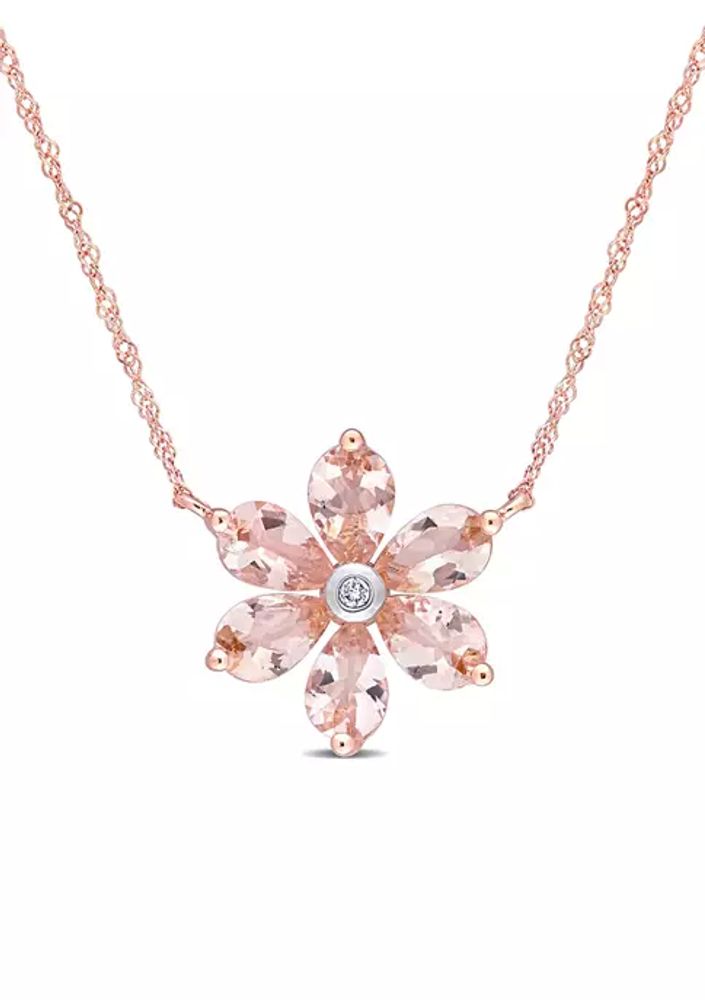 4/5 ct. t.w. Morganite and Diamond Accent Pendant in 10k Rose Gold