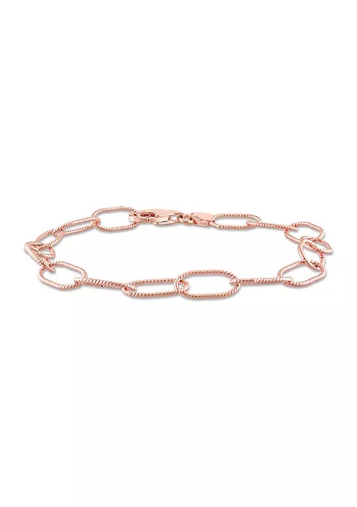 Pura Vida Open Heart Paperclip Chain Bracelet Rose Gold