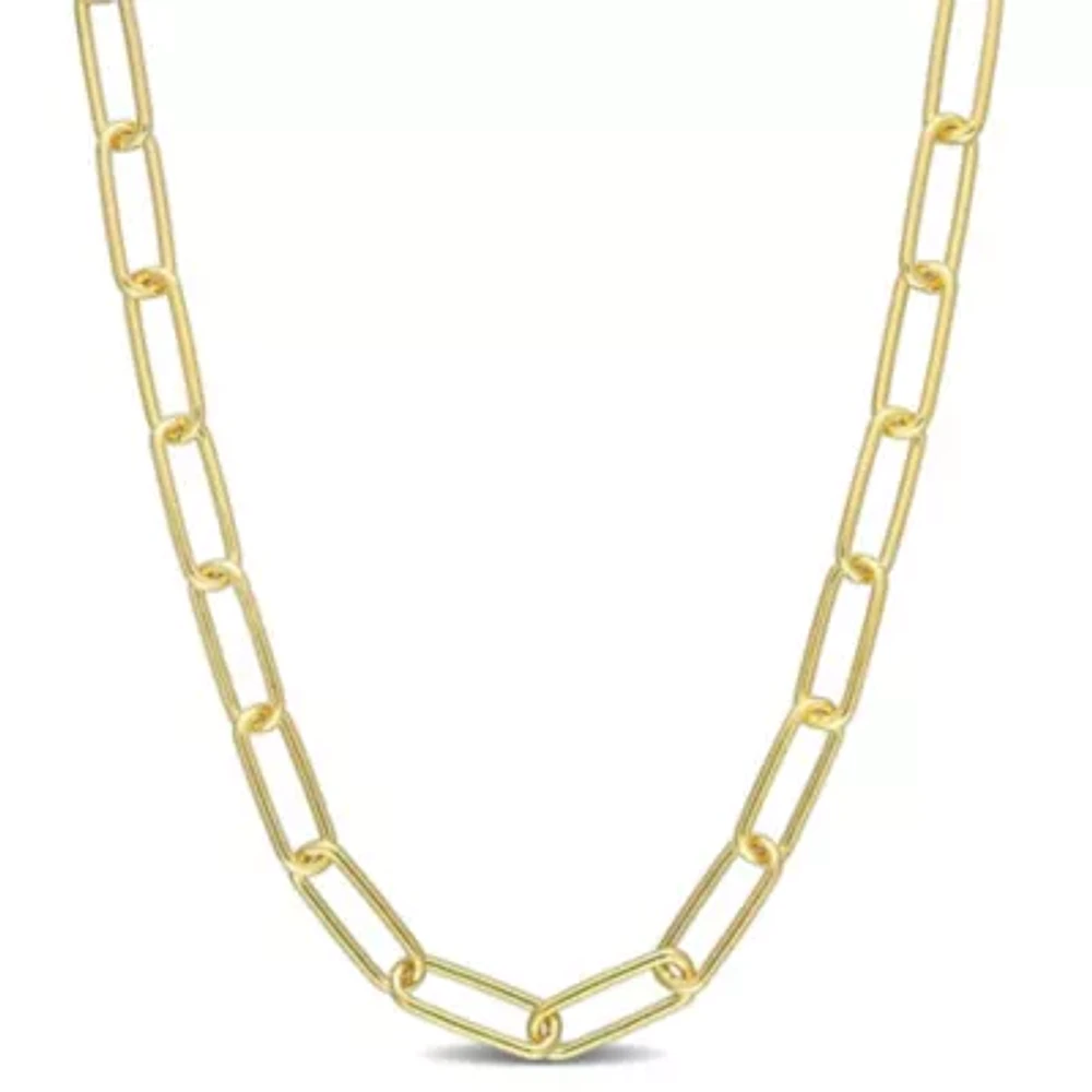 5MM Polished Paperclip Chain Necklace in 18k Yellow Gold Plated Sterling Silver, 32"