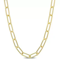 5MM Polished Paperclip Chain Necklace in 18k Yellow Gold Plated Sterling Silver, 32"