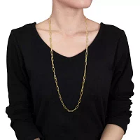 5MM Polished Paperclip Chain Necklace in 18k Yellow Gold Plated Sterling Silver, 32"