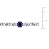 Lab Created 1.62 CT TGW Created Blue Sapphire Bracelet in Sterling Silver