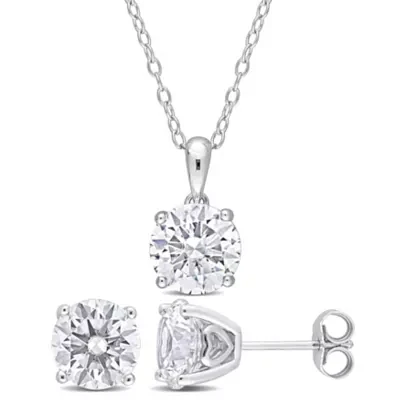 Lab Created Created White Sapphire Pendant with Chain and Earrings 2-Piece Set in Sterling Silver