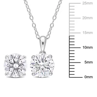 Lab Created Created White Sapphire Pendant with Chain and Earrings 2-Piece Set in Sterling Silver