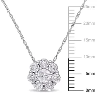 1 ct. t.w. Diamond Cluster Floral Pendant With Chain in 10K White Gold