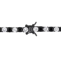 Lab Created Created White and Black Sapphire Tennis Bracelet in Black Rhodium Sterling Silver