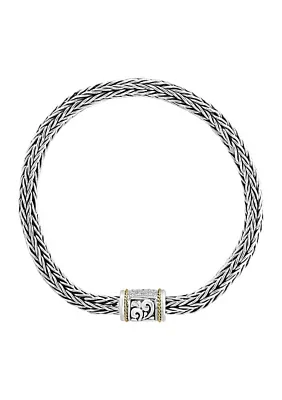 1/8 ct. t.w. Diamond Cable Bracelet in Sterling Silver and 18K Yellow Gold 