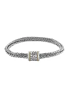 1/8 ct. t.w. Diamond Cable Bracelet in Sterling Silver and 18K Yellow Gold 