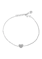 1/8 ct. t.w. Diamond Heart Bracelet in Sterling Silver 