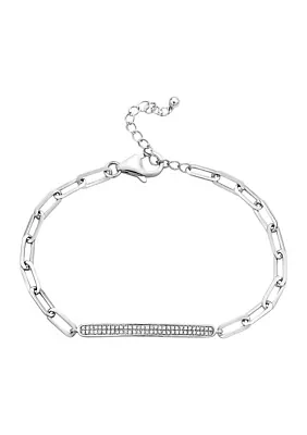 1/4 ct. t.w. Diamond Bar Paperclip Bracelet in Sterling Silver