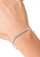 1/4 ct. t.w. Diamond Bar Paperclip Bracelet in Sterling Silver