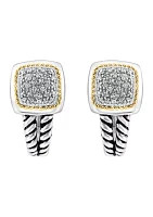 Sterling Silver/18K Yellow Gold Diamond Earrings