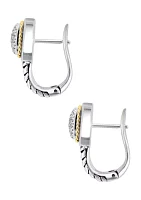 Sterling Silver/18K Yellow Gold Diamond Earrings