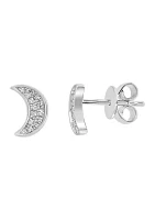 1/10 ct. t.w. Diamond Crescent Stud Earrings in Sterling Silver