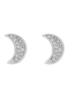 1/10 ct. t.w. Diamond Crescent Stud Earrings in Sterling Silver