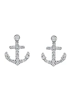 Sterling Silver 1/8 ct. t.w. Diamond Anchor Earrings