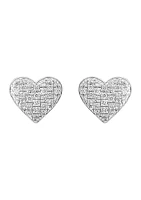 925 Sterling Silver Diamond Heart Earrings