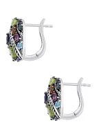 Diamond, Amethyst, Blue Topaz, Citrine, Rhodolite, Peridot Earrings in Sterling Silver