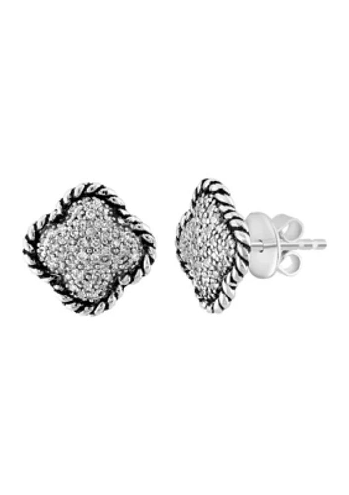 Sterling Silver Diamond Earrings