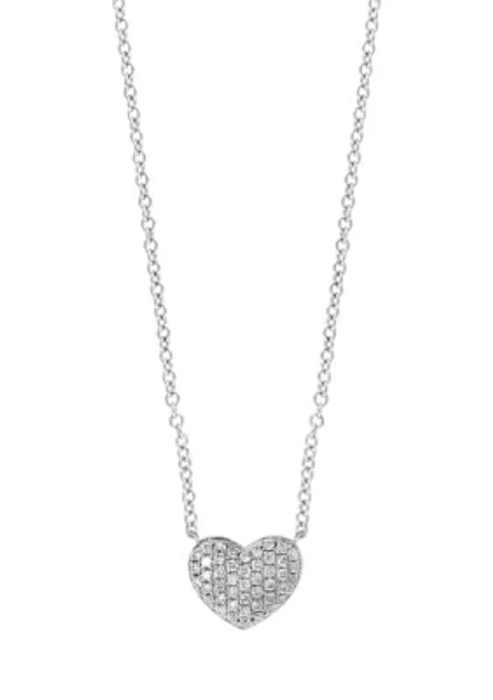 1/8 ct. t.w. Diamond Heart Necklace in Sterling Silver 