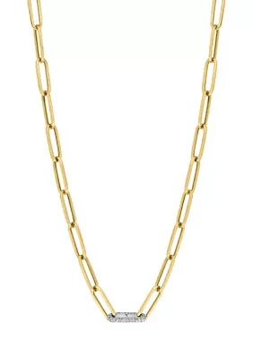 1/4 ct. t.w. Diamond Paperclip Necklace in Gold Over Sterling Silver