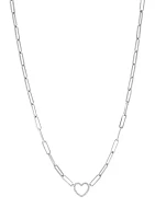 1/10 ct. t.w. Diamond Heart Paperclip Necklace