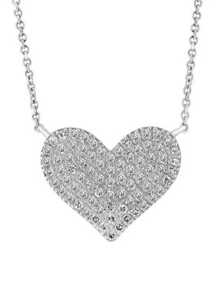 Diamond Heart Necklace in Sterling Silver