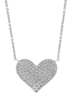 Diamond Heart Necklace in Sterling Silver