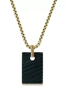 Men's Sterling Silver/Gold-Plated Diamond and Onyx Pendant 