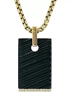 Men's Sterling Silver/Gold-Plated Diamond and Onyx Pendant 