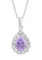 1/10 ct. t.w. Diamond and Amethyst Pendant Necklace in Sterling Silver