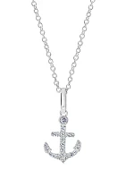  Sterling Silver 1/10 ct. t.w. Diamond Anchor Pendant Necklace 